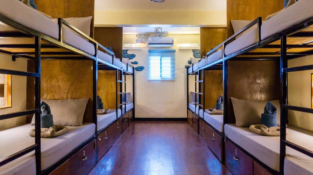 Inside the 12-bed dormitory room