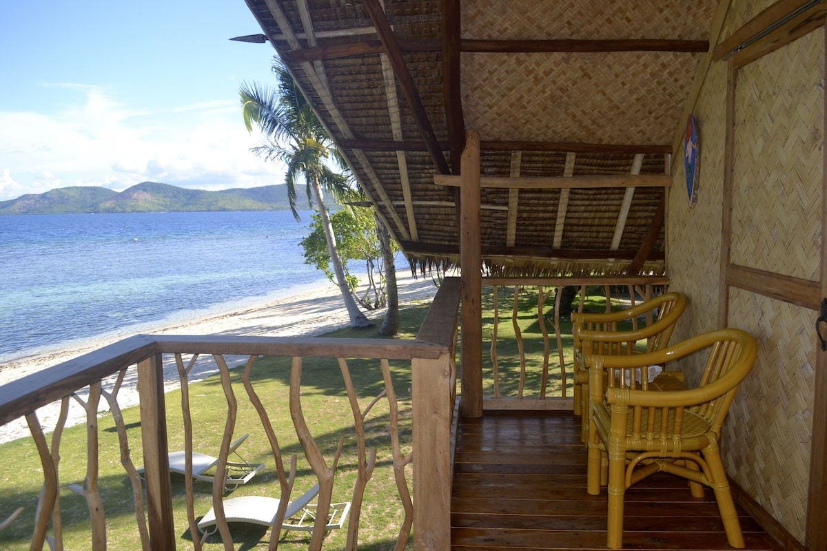 beachside chalet terrace