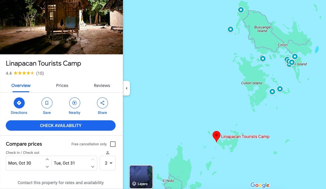 Linapacan tourist camp map
