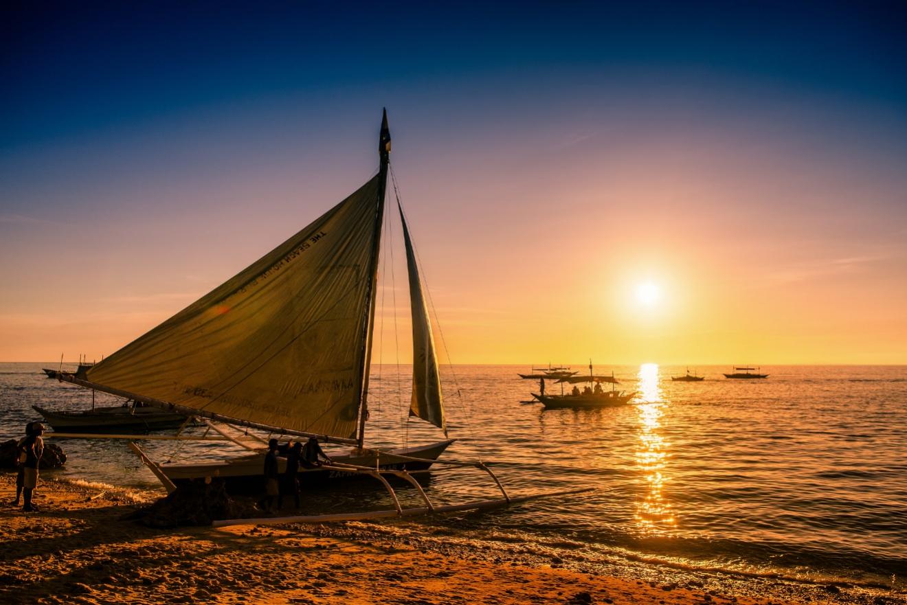 Wallpaper sea, sunset, boats, Philippines, Philippines, Boracay ...
